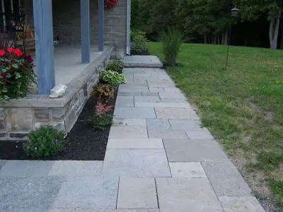 Coursed limestone cladding detail at a Wiarton-area home