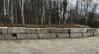 Armour stone block in the yard