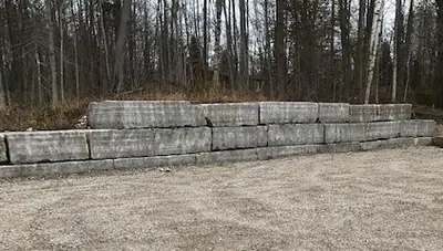 Armour stone block in the yard